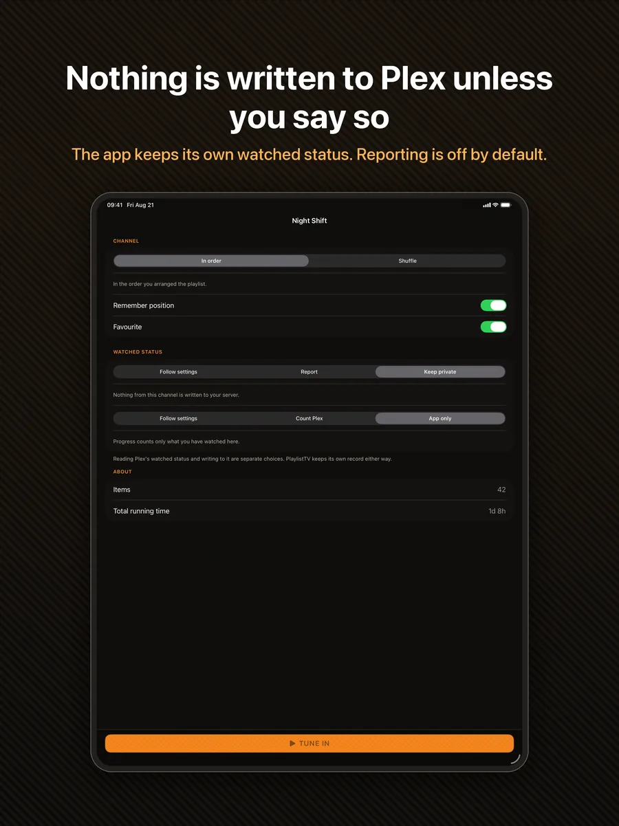 Channel settings on iPad