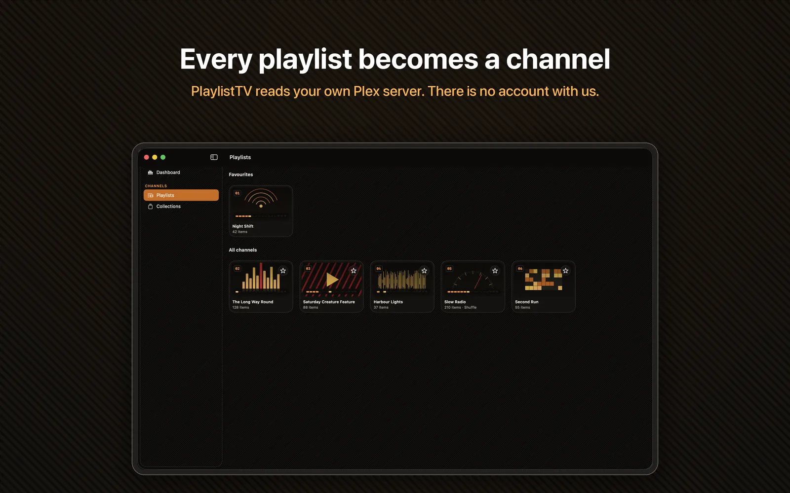 Channels built from Plex playlists